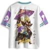 Japanese Style and Wind Demon Q-version Umbrella Holding Demon Fox Pharmacist Cartoon Mesh 3D Printed T-Shirt Short Sleeved Shirt