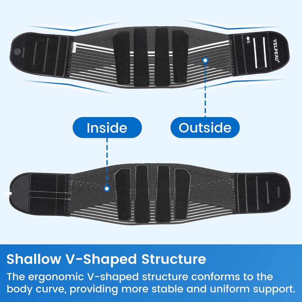 VELPEAU Lower Back Support Belt for Back Pain Relief, Muscle Spasms, Herniated Disc and Sciatica, Unisex Waist Support Brace