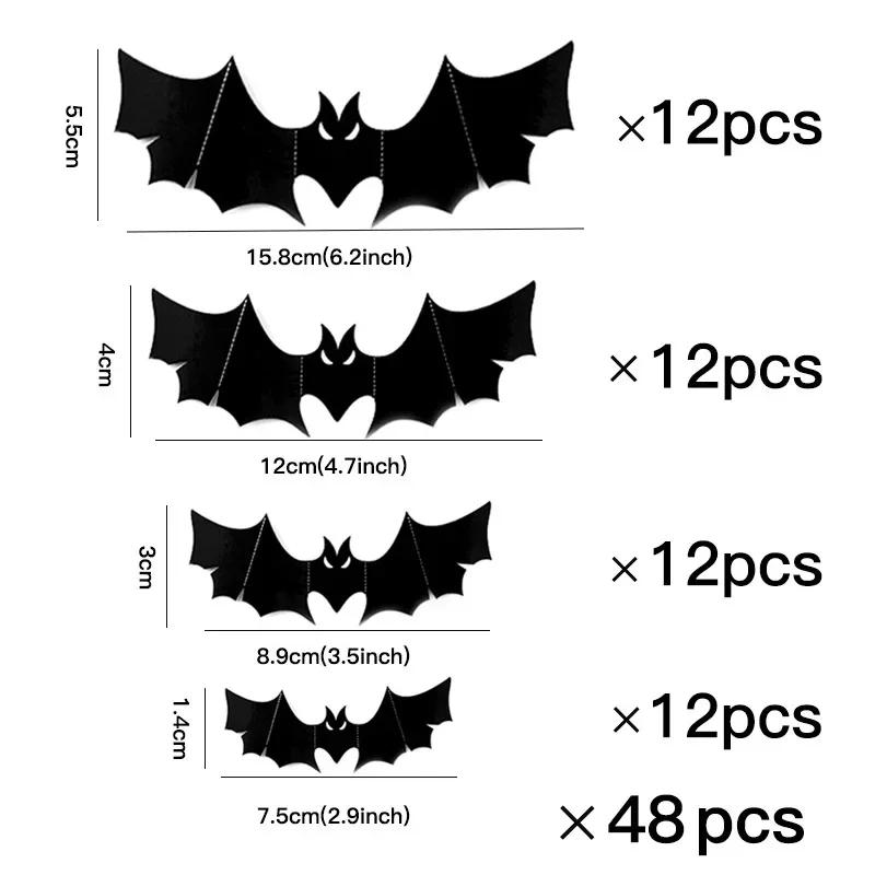 Spooky 3D Bats Wall Decor Halloween Sticker PVC Bats Window Decal Indoor Bathroom Home Party Decoration