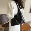 Solid Color Commuting Shoulder Bag Large Capacity Vintage Underarm Bag Soft Leather Tote Bag  Women