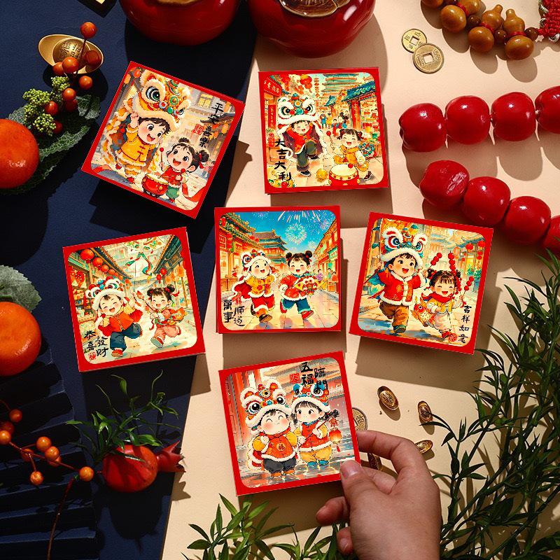 Трендовые детские красные конверты 2026 года – Кошелек для денег на удачу в тысячу и сто юаней на Новый год