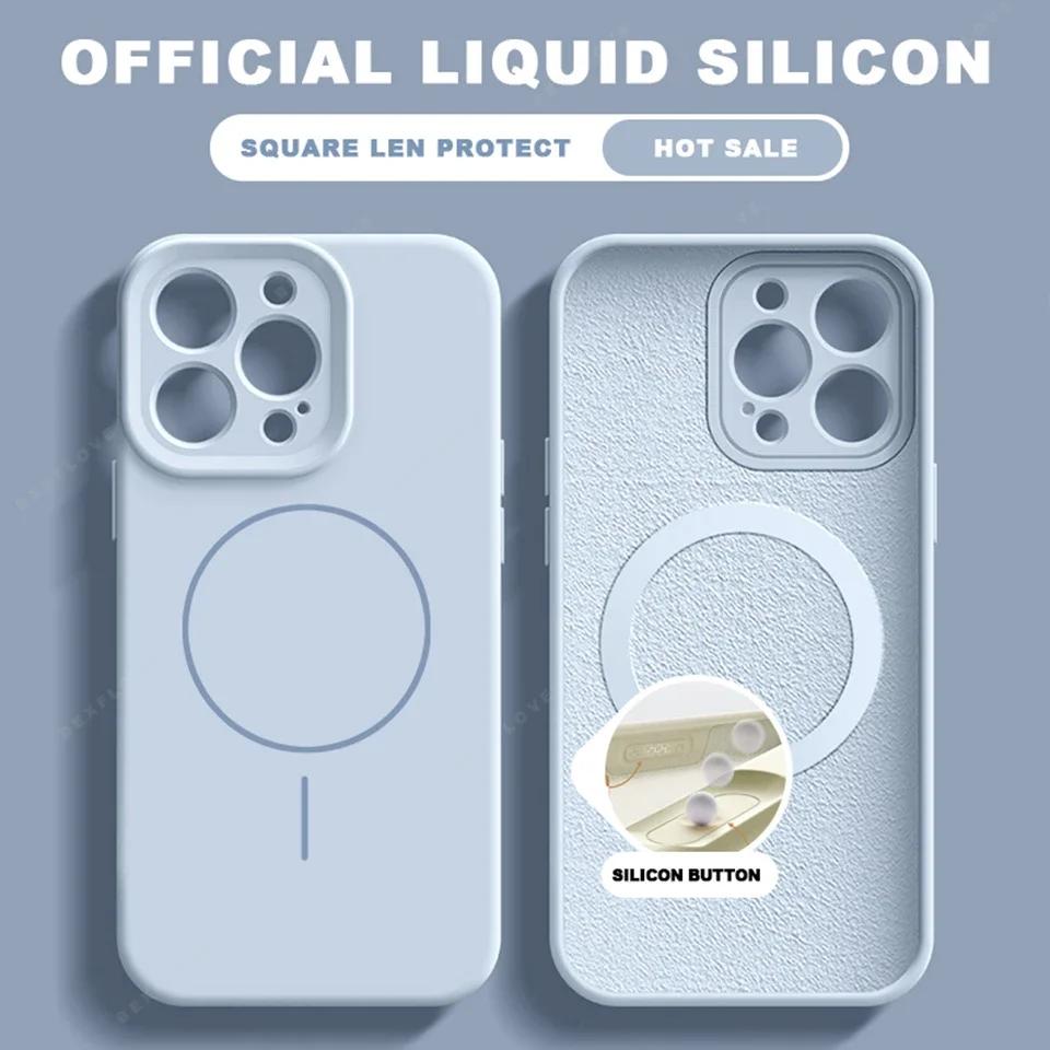 Liquid Silicone Magnetic Phone Case For iPhone 15 14 16 Plus 16E 11 12 13 16 Pro Max SE4 Magsafe Charge Protector Cover