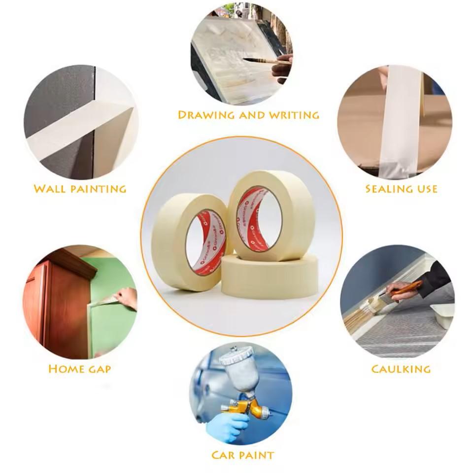 1PC 20M Masking Tape White 10mm-60mm Single Side Tape Adhesive Crepe Paper for Oil Painting Sketch Drawing Supplies Car Paintin