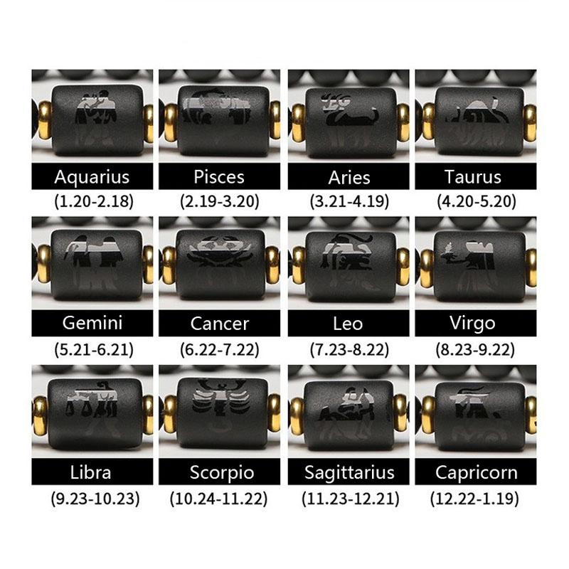 New Agate Hombre Jewellery Masculina Natural Bracelet Stone 12 Constellation Beads Couple Unisex