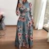 Autumn New Flower Print Short Sleeve Swing Dress Women's