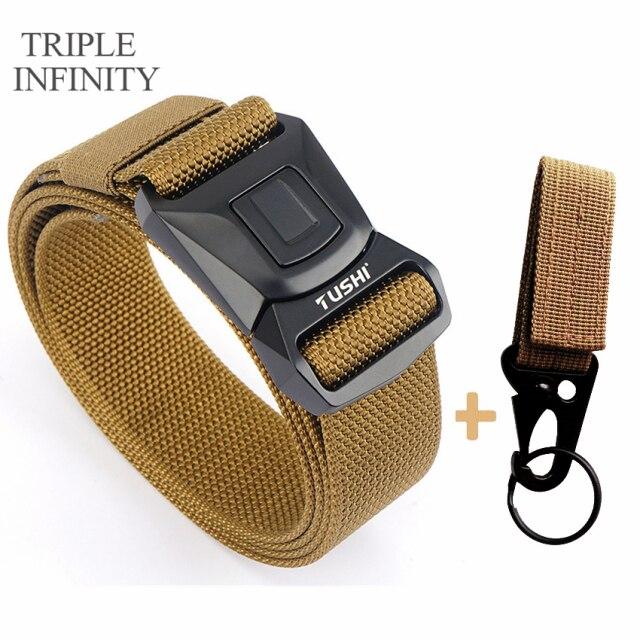 Новый мужской ремень для брюк, цинковый сплав, сменная пряжка, защитные мужские ремни для работы на открытом воздухе, быстросохнущий прочный нейлоновый повседневный вязаный ремень