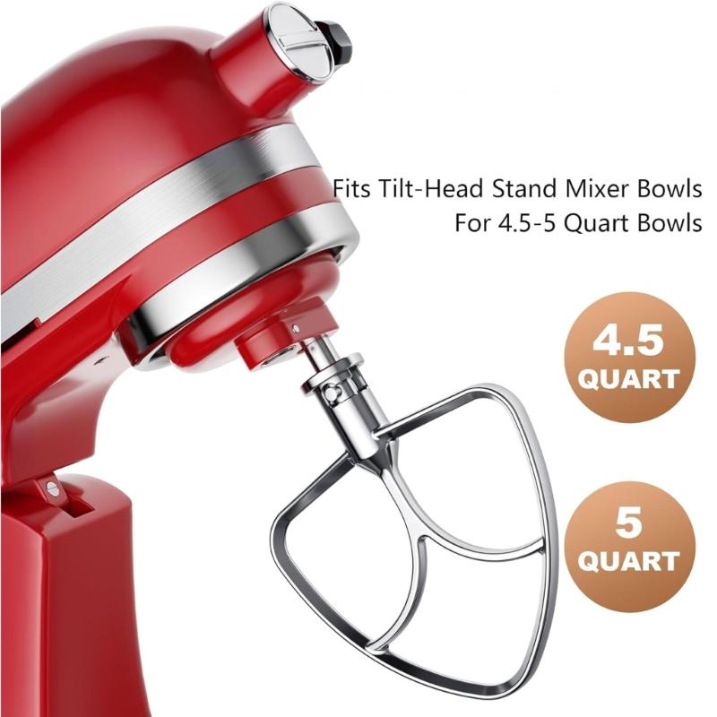 Heavy Duty Stainless Steel Flat Beater Replacement for 4.5-5QT Bowl Lift Stand Mixer Easy Attachment Accessories