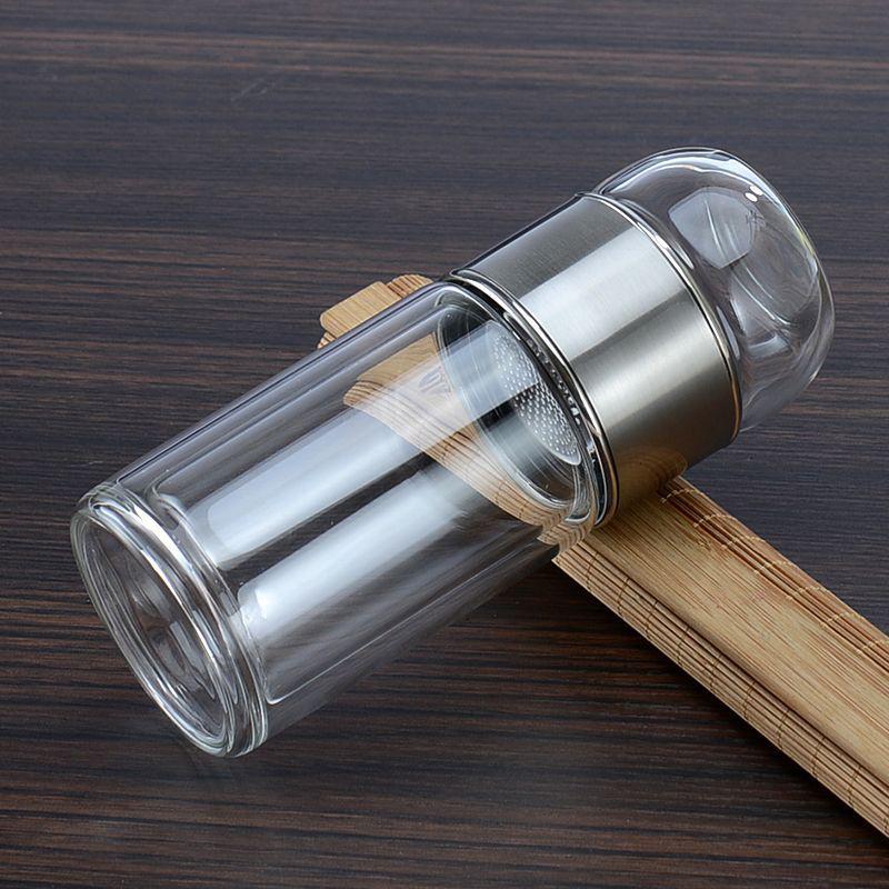 Tea-Water Separation Tea Cup Easy To Clean Glass with Double-layer Tea Infuser Water Cup Suitable for Office Outdoor Travel420ML