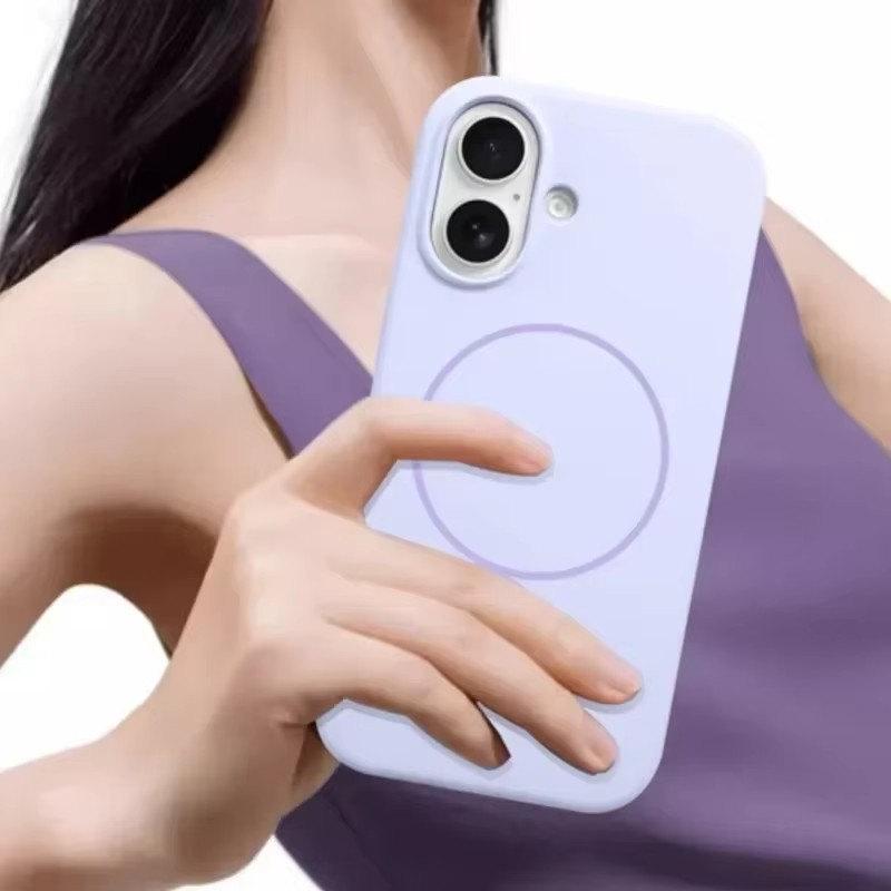Жидкий силиконовый мягкий магнитный чехол для телефона Magsafe для iPhone 16 Plus 15 14 13 12 Pro Max простой чехол для беспроводной зарядки