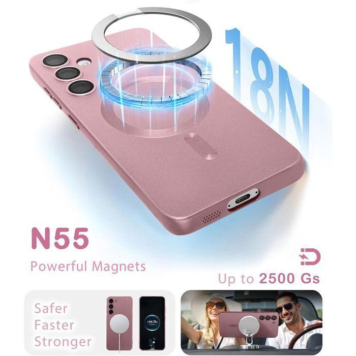 Coque de Protection - BOOLING - pour Samsung Galaxy A17 4G/5G - Silicone avec Anneau Magnétique Intégré - Rose