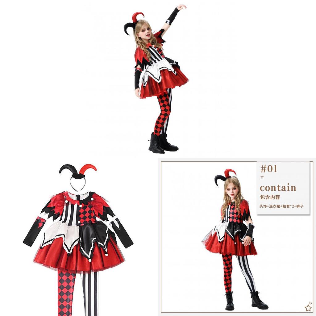 It Clown Themed Childrens Costume Dress With Polyester Fabric For Halloween Party And Festival