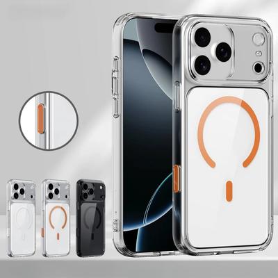 Роскошный магнитный чехол Magsafe для iPhone 17 Pro Max 17Air 17Pro 17 Прозрачный с кнопкой камеры Беспроводная зарядка Чехол