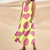 Women's Summer Casual Fashion Easter Printed Sleeveless Round Neck Pocket Dress