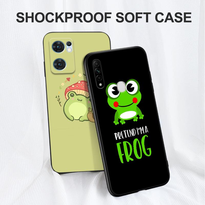 Black Tpu Case For Realme Q5 X XT X2 X3 Superzoom X50 V13 Q3i X7 PRO Ultra GT Master Edition Kawaii Frog Mushroom