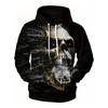 2024 Autumn and Winter New Men's 3D Full Body Skull Color Printed Hoodie Men's and Women's Casual Fashion Men's Hoodie Street