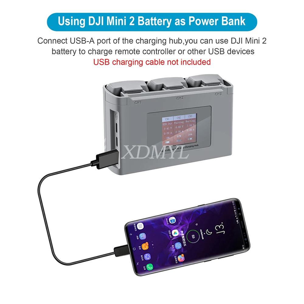 For MINI 2/MINI SE/MINI 2 SE/MINI 4K Color Screen Charging Hub 3-ways Battery USB Charging Batteries Power Bank Accessories