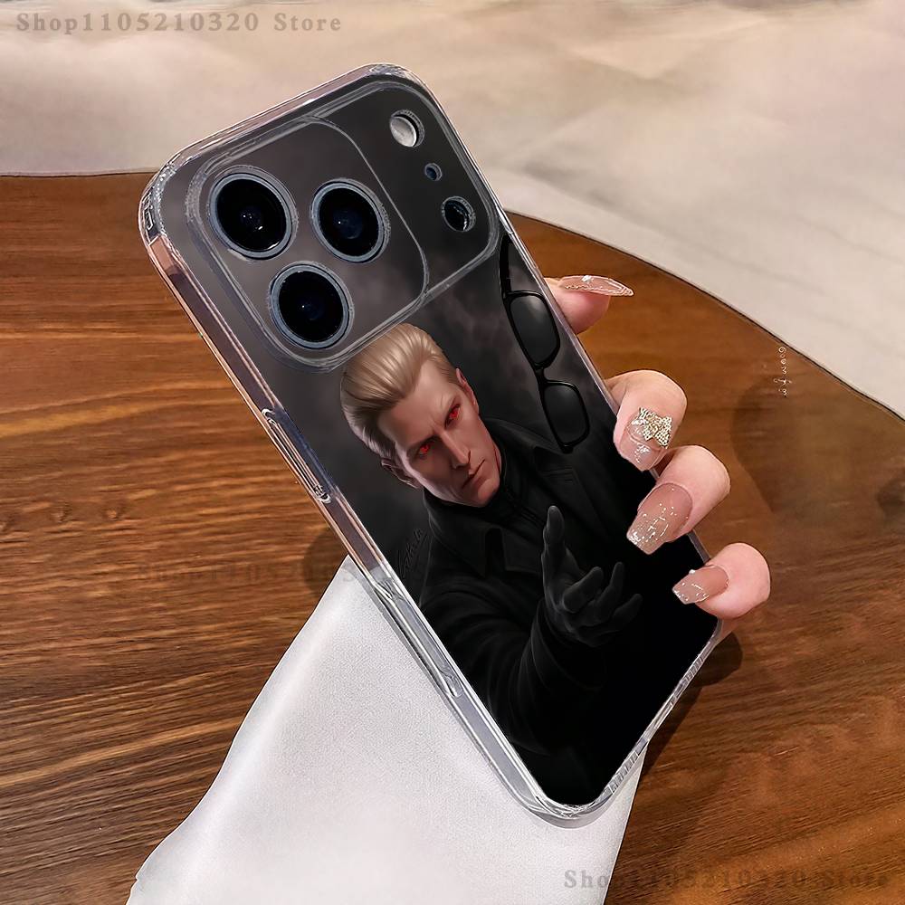 A-Альберт Вескер Чехол для телефона для iPhone 17,16,15,14,13,12,11 Pro,Max,Plus,X,XS,XR,SE4,E Mini Прозрачный Мягкий Чехол
