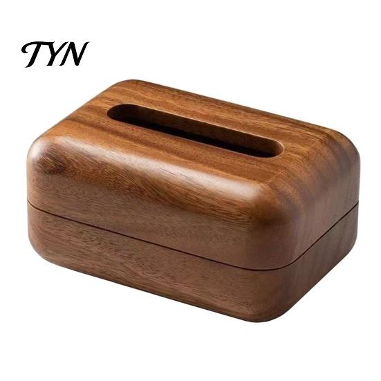 Nordic Style Paper Storage Solid Wood Tissue Box, Rectangular Wooden Dispenser, Flip Top Small Box for Cotton Pads Lid Napkin Case Living Room Bedroom