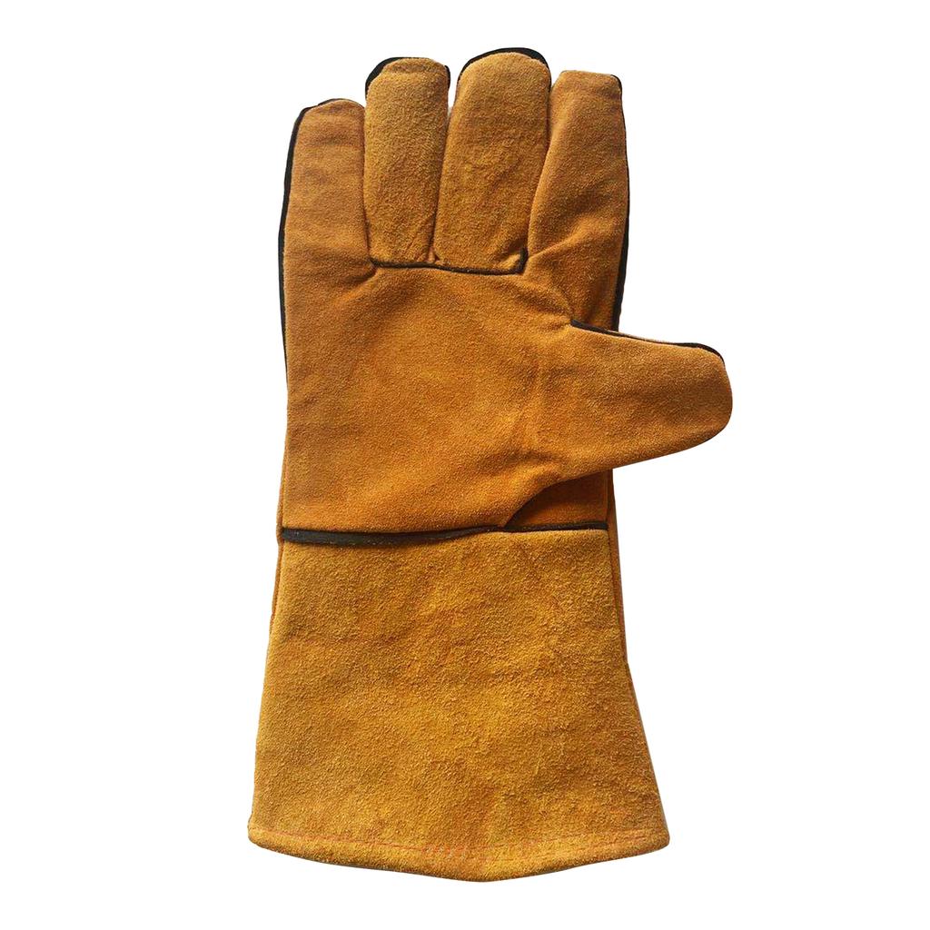 Welding Gloves Heat/Fire Resistant Gloves Durable Leather Gloves for BBQ,Oven Furnace, Fireplace Stove and More