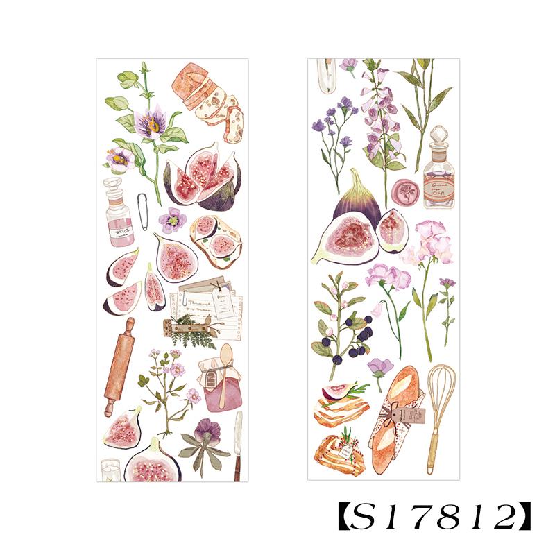 4 стиля, 1 шт./пакет, свежие растения, длинные полоски, наклейки, эстетические цветы, фрукты, украшения для ручного счета, канцелярские наклейки HMM