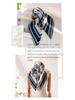 Retro Blue & White Silk Wool Double-Sided Scarf - Elegant Large Square for Autumn/Winter