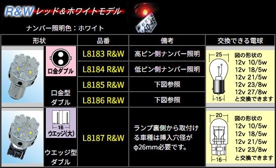 M&H Matsushima L8184 R&W L-образный профиль (12V) Р&В L8184RW