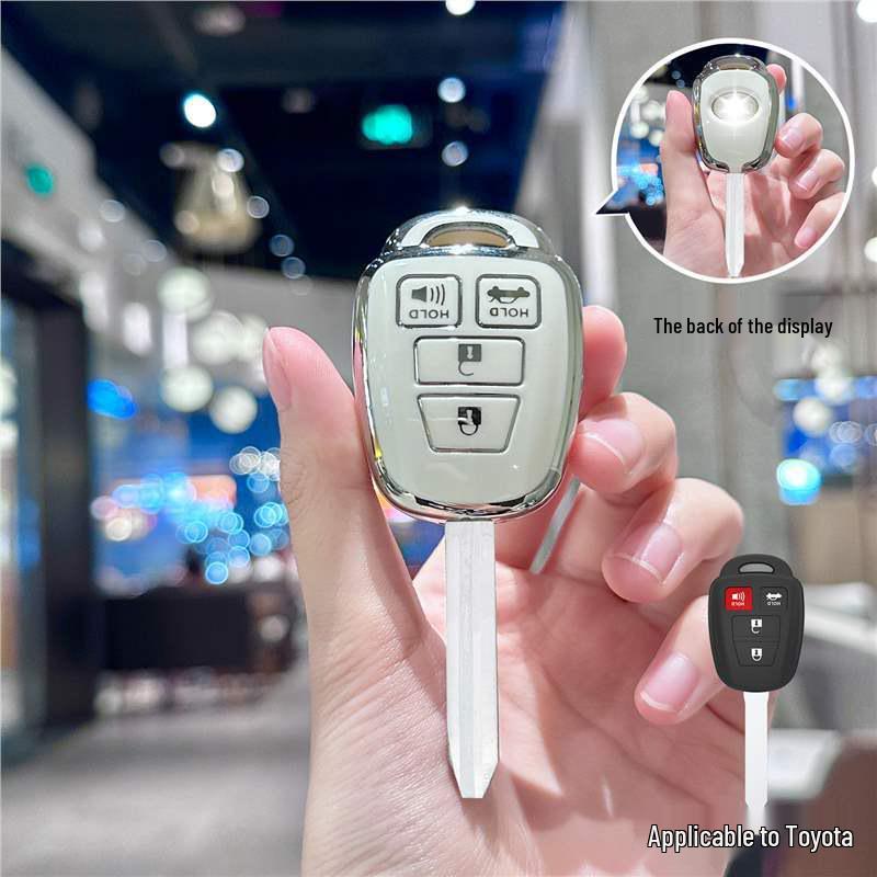 Silver Edge Key Case for Toyota Models: Corolla, RAV4, Camry, Vios, Highlander