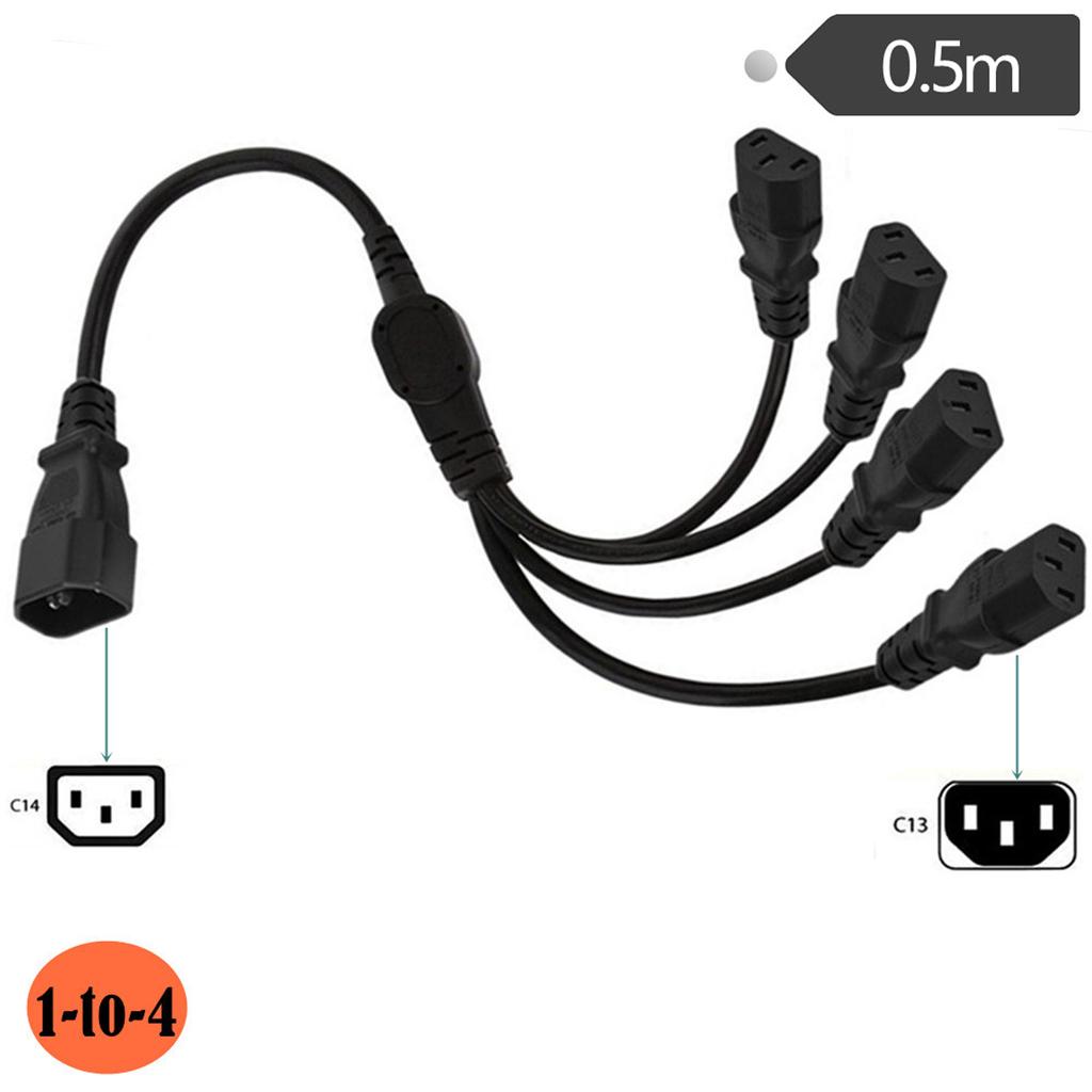 0,5 м 3-контактный штекер IEC320-C14 с несколькими гнездами C13, адаптерный шнур Y-разветвитель, кабель преобразователя питания, черный