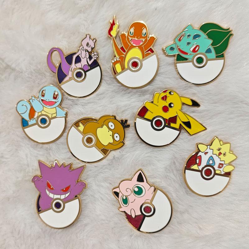 Эмалевые значки Pokemon Жесткая эмаль Милые Аниме Игры Значки на лацкан Женщины Мужчины Брошь для одежды Милый значок Металлические аксессуары для украшений Подарок для фанатов