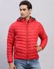 Mens Solid Red Hooded Full Sleeve Jacket