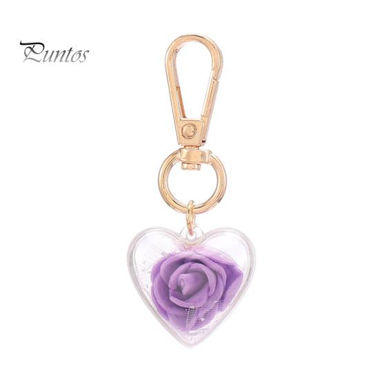 Брелок-подвеска, декор в форме розы, в форме сердца, вечный цветок, зажим из нержавеющей стали, украшение для сумки, кулон, брелок, кулон