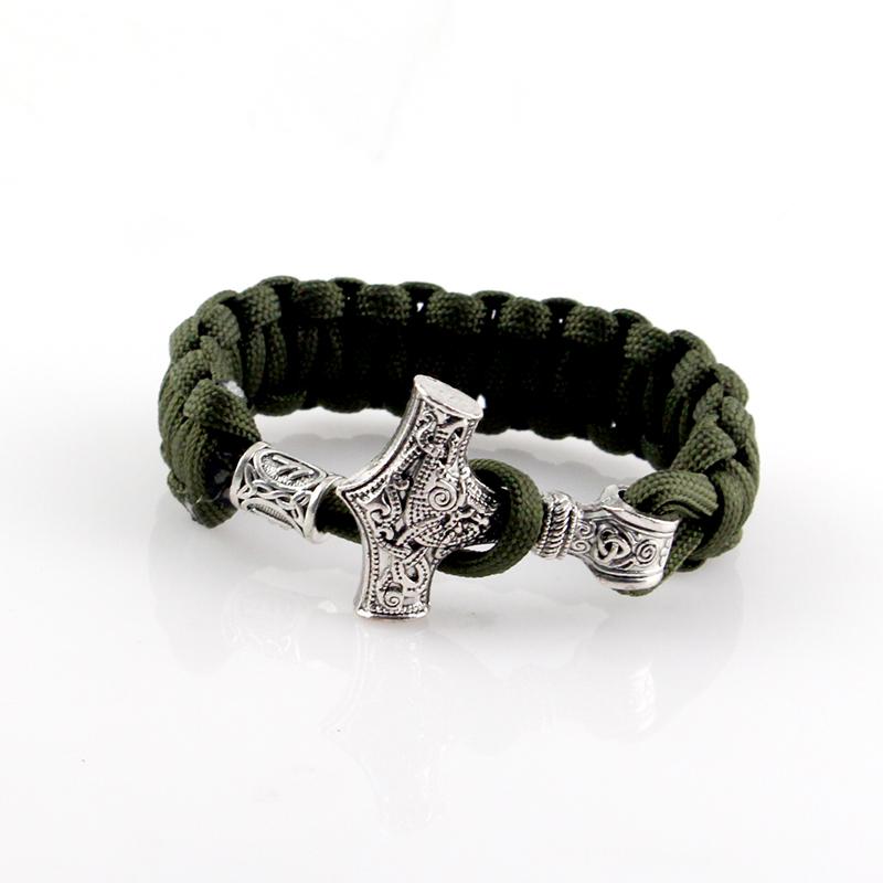 Древние норвежские викинги мужские браслеты Тор Мьельнир Молот Паракорд Амулет Руны Бусины Ручная работа Веревка Обёрточная бумага Скандинавские браслеты Подарок