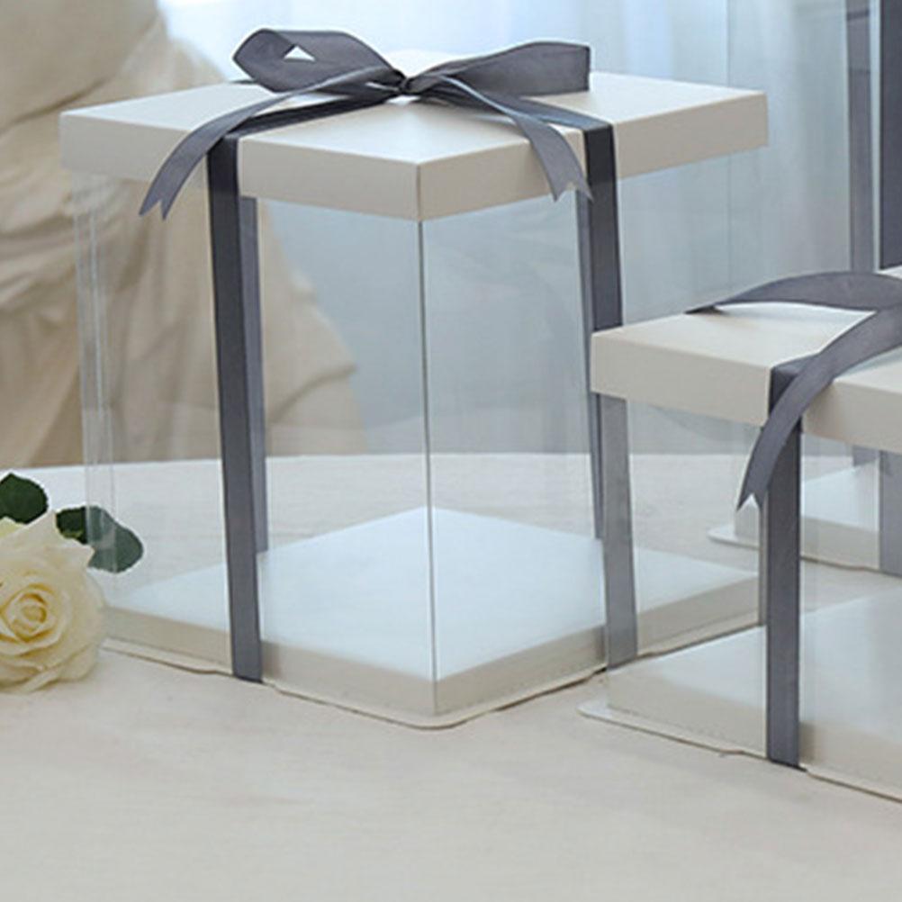 2 шт. 8-дюймовая прозрачная коробка для торта на день рождения, пластиковый контейнер для торта, коробка для хранения десертов (прозрачный)