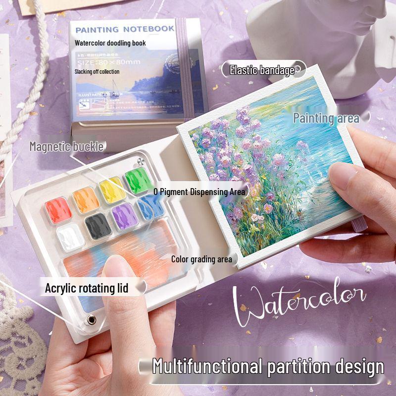 Portable Mini Watercolor & Acrylic Painting Easel Set with Sketchbook