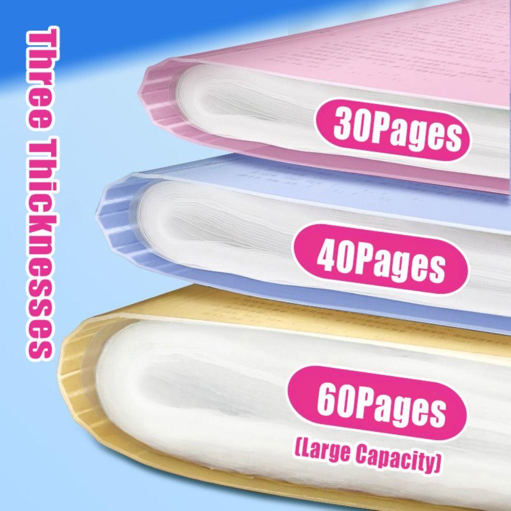 Transparent A3 File Folder Gradient Color Insert Paper Storage Booklet Document Organizer  Students