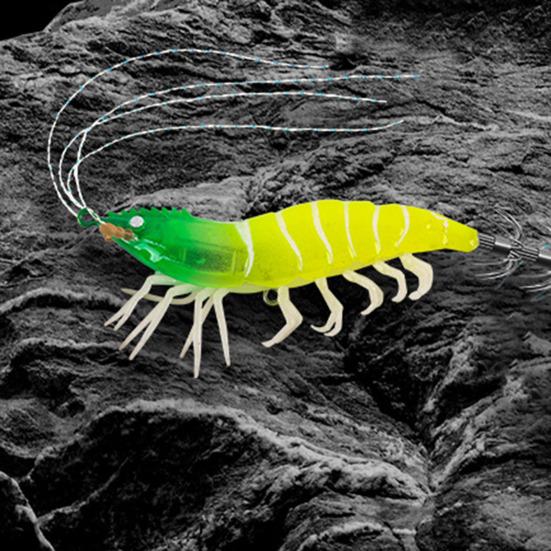 Светящаяся креветка-приманка с крючком для кальмара, реалистичная биомиметическая искусственная