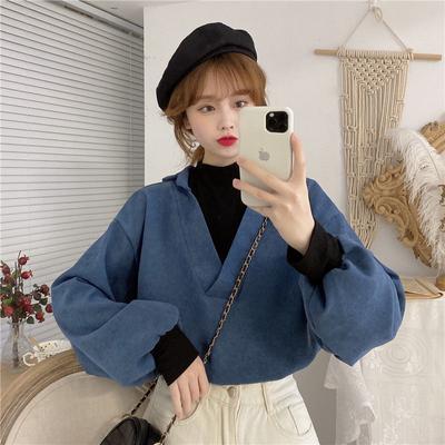 Рубашки женские, осеннее, Новое поступление, лоскутные, двухсекционные водолазки, топы с длинным рукавом, ретро, ​​универсальные, повседневные, шикарные, свободные, модные, популярные