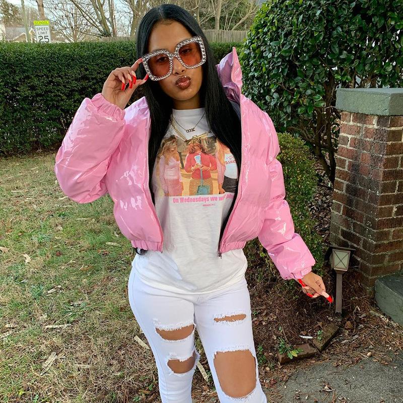 2022 женская зимняя теплая женская куртка-пуховик кожаные стеганые парки средней длины пуховик-бомбер на молнии повседневная тонкая шикарная верхняя одежда