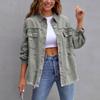 Jackets for Women Basic Distressed Ripped Fringe Denim Tops Casual Solid Color Long Sleeve Button Jean Coat