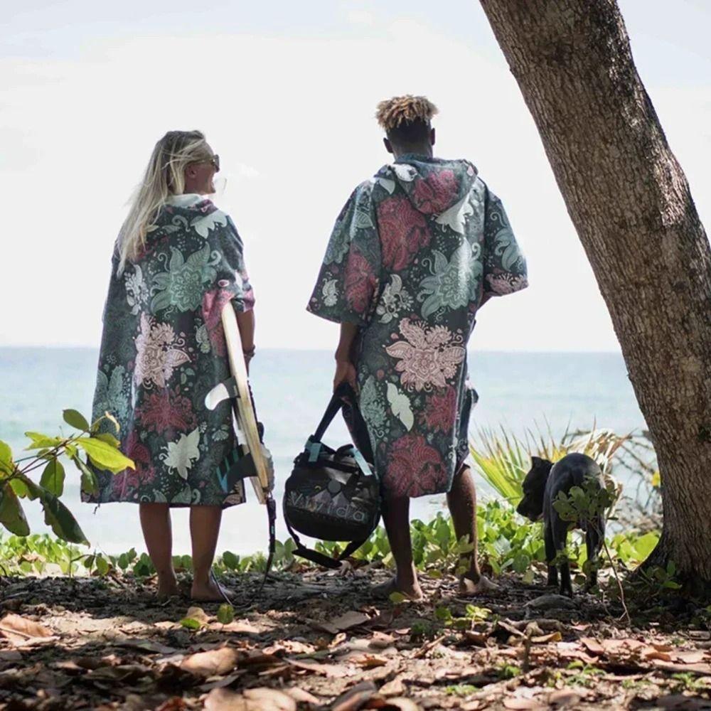 Fabric Bath Towel Hooded Swimming Bathrobe Surf Poncho Beach Towel  Cape Surfing