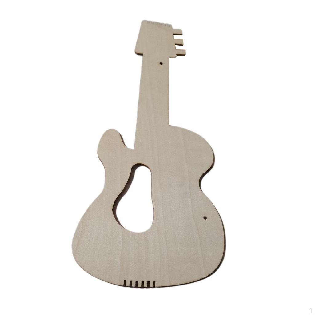 Cutout Wooden Guitar Unfinished Toy DIY Painting for Birthday Party