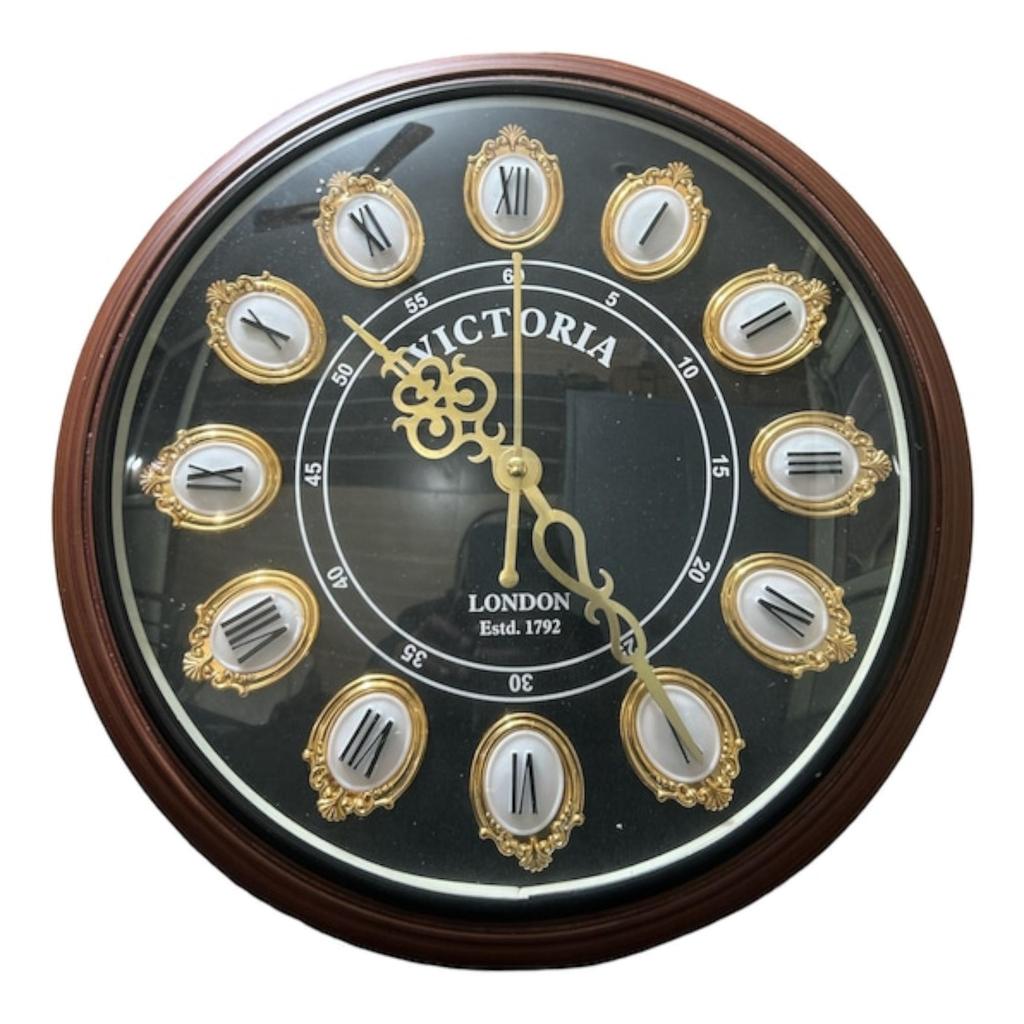 Handmade Wooden Wall Unique Wooden Tringle Wall Clock Large Modern Metal Clock with Silent Movement Stylish Home Decor Vintage Style Natural