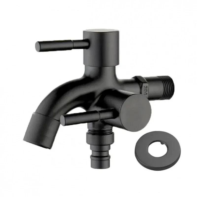 Universal Double Outlet Bathroom Faucet - 1/2" Dual Control Water Tap for Washing Machine, Mop Pool & Bidet Connection