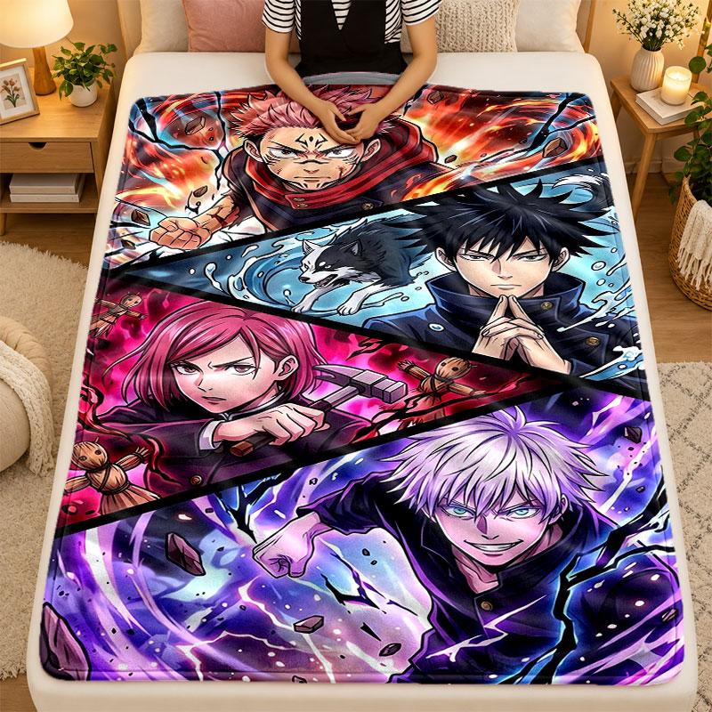Flannel BlanketJujutsu Kaisen Warm Soft Throw Blanket for Indoor Sofa Bed Living Room Use