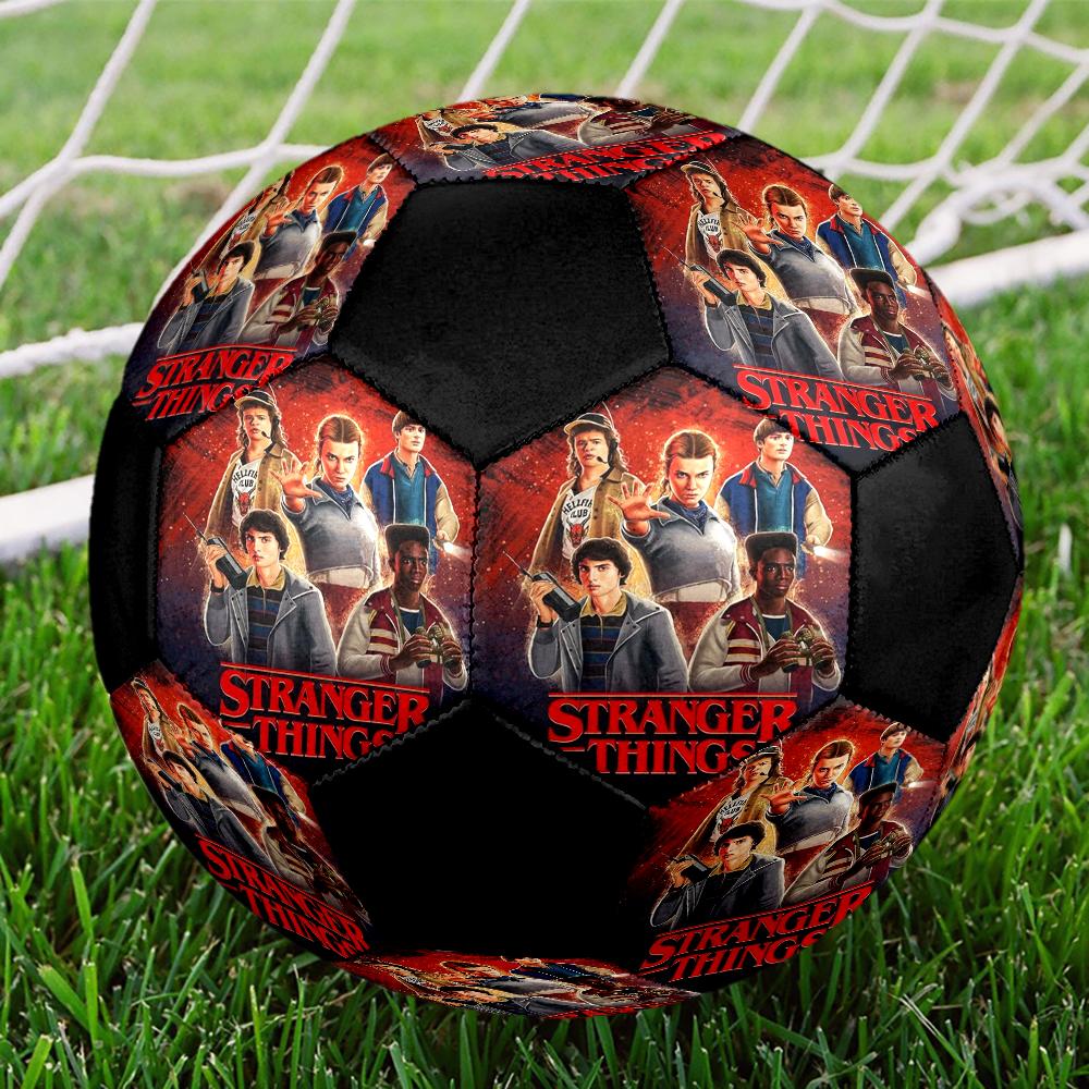 stranger things Indoor Soccer Ball Colorful Machine Stitched PVC Size 5 Team Training Competition Ready Durable High-Bounce Cool Sports Gift