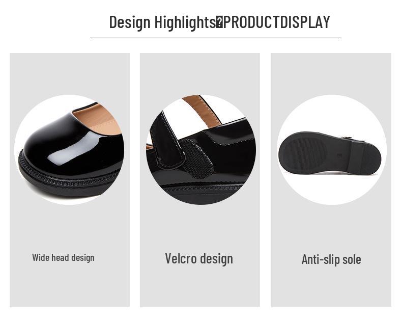 Spot Goods Kids' Princess Leather Shoes - Spring/Autumn 2025, Black Primary School Performance Shoes, Soft Leather and Sole.