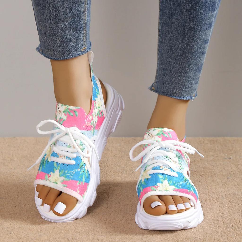 Sandal Women Summer 2024 Casual Platform Shoes Thick-Soled Lace-Up Sandalias Open Toe Beach Shoes for Women Zapatos Mujer