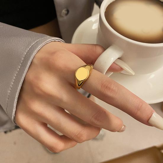 Retro Ring Pure Color Polished Titanium Steel Round Surface Simple Style Multi Sizes Anti-Rust Lightweight Finger Jewelry