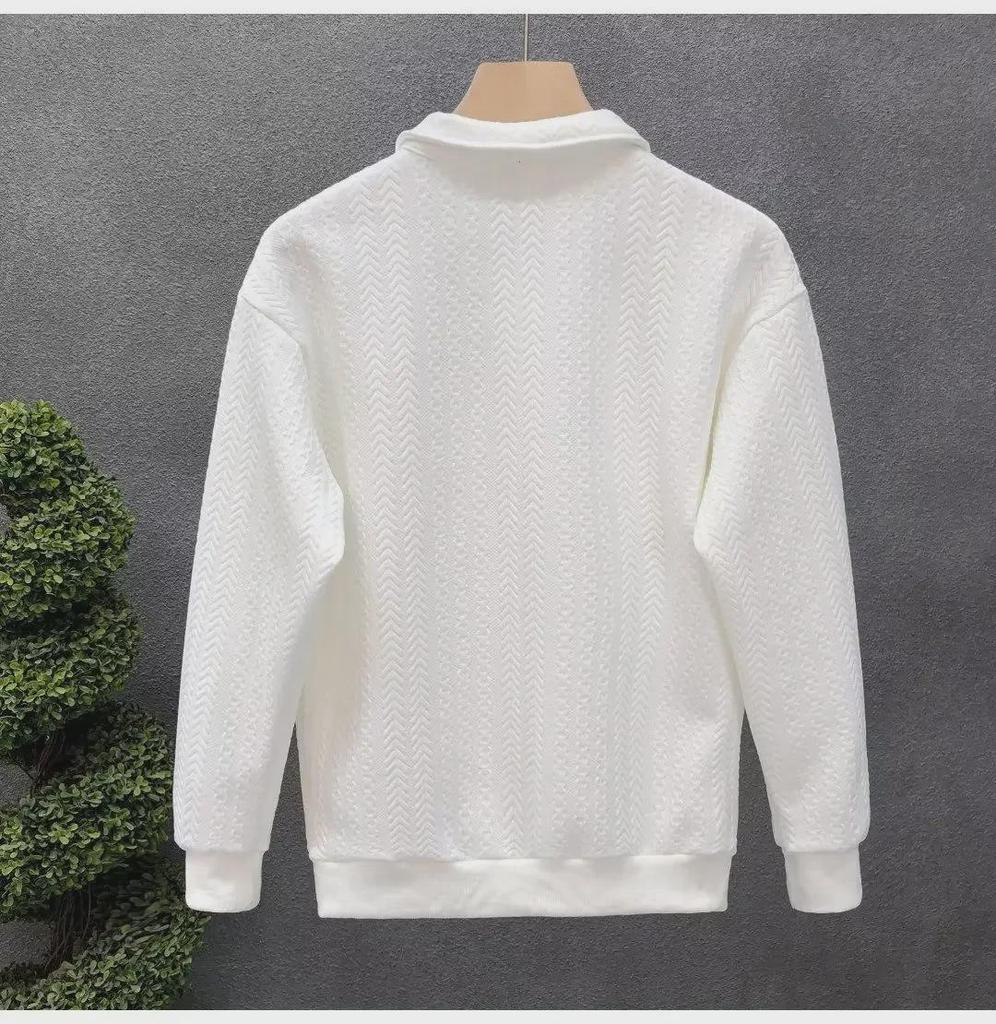 Men's Trendy Solid Color Long-Sleeve Polo Shirt - Casual Lapel Sweatshirt for Spring & Autumn