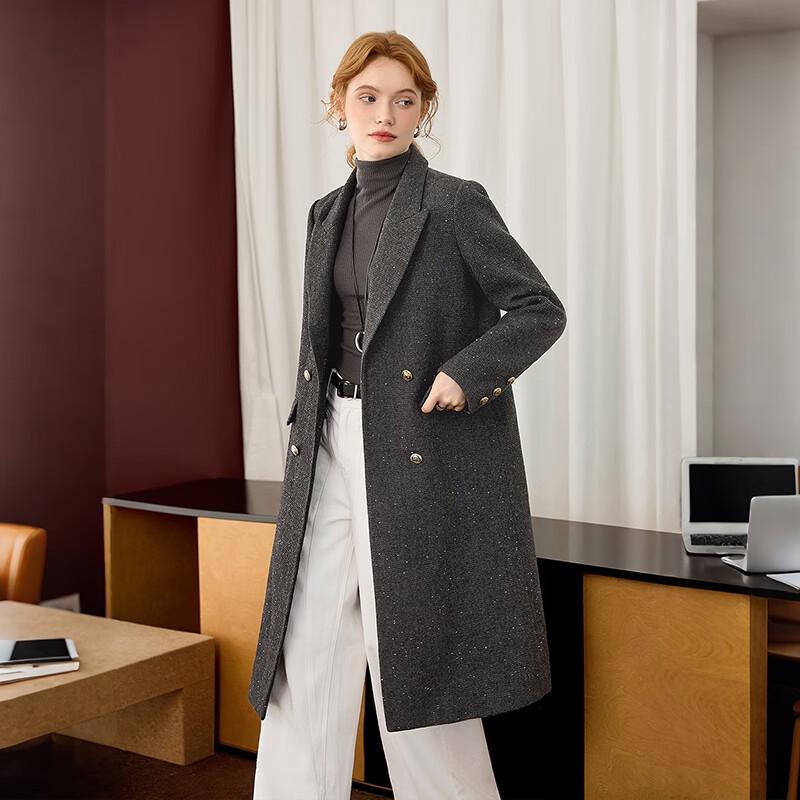 Women's Wool Blend Lapel Mid-Length Winter Coat